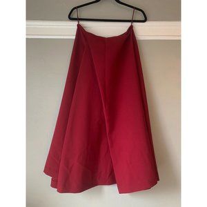 Kareem Garnet Deep Pleated Midi-Skirt in Garnet Red- L